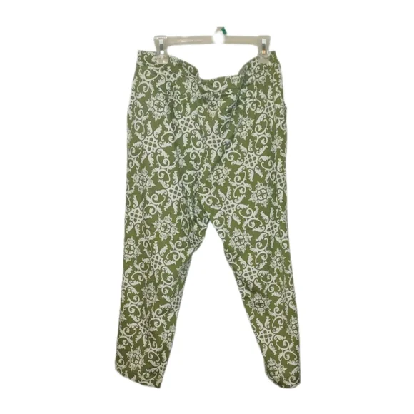 Olive Green Print Crop Pants sz 16 - Picture 4 of 10